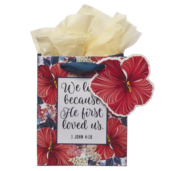 He First Loved Us Extra Small Gift Bag With Gift Tag - 1 John 4:19 on Sale