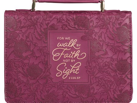 Walk By Faith Burgundy Faux Leather Bible Bag - 2 Corinthians 5:7 Online Hot Sale