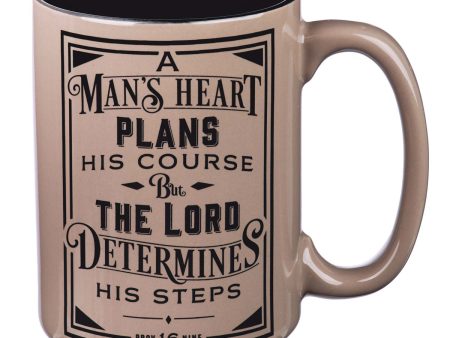 A Man s Heart Plans His Course Brown Ceramic Mug - Proverbs 16:9 For Sale