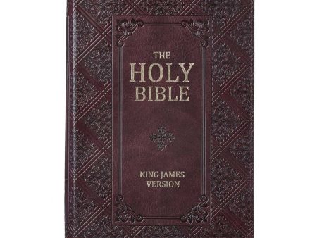 KJV Brown Faux Leather Giant Print Standard Bible Red Letters With Thumb Indexed Online Hot Sale