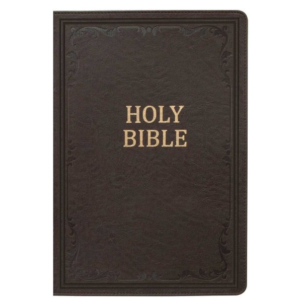 KJV Brown Faux Leather Bible Super Giant Print Red Letter Fashion