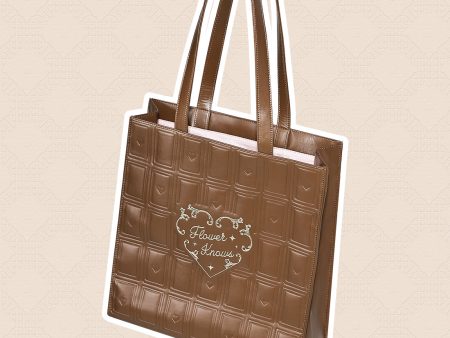 Flower Knows Chocolate Leather Tote Bag Online now