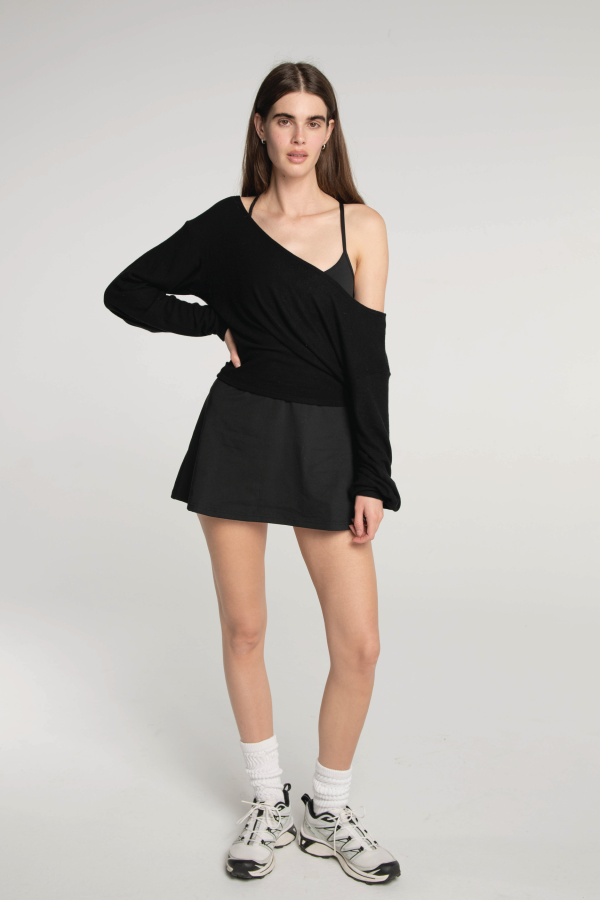 Off Shoulder Sweater - Black Cheap