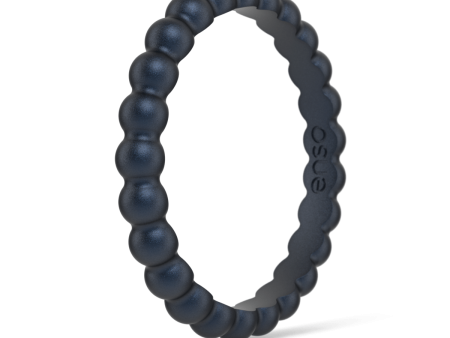 Beaded Stackable Silicone Ring - Metallic Deep Navy Cheap