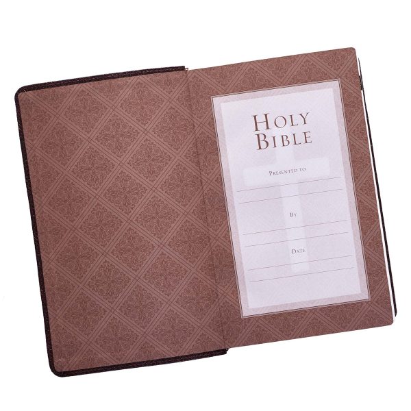 KJV Brown Faux Leather Giant Print Standard Bible Red Letters With Thumb Indexed Online Hot Sale