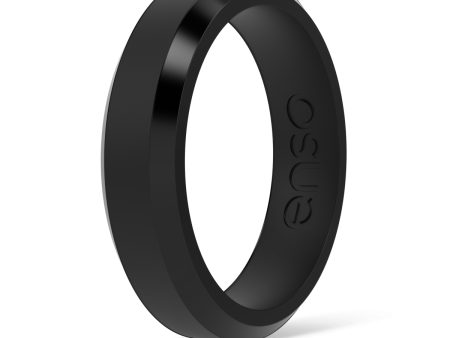 Bevel Thin Silicone Ring - Obsidian Online now