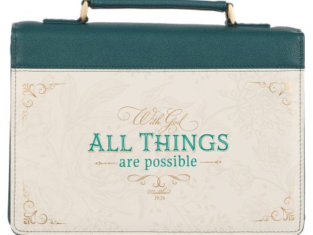 With God All Things Matthew 19:26 Teal (Faux Leather Bible Bag) Discount