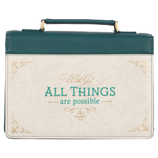 With God All Things Matthew 19:26 Teal (Faux Leather Bible Bag) Discount