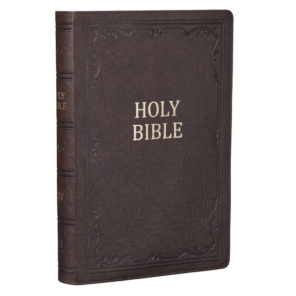 KJV Brown Faux Leather Bible Super Giant Print Red Letter Fashion