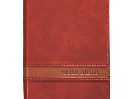 KJV Brown Faux Leather Compact Bible Large Print Red Letter on Sale