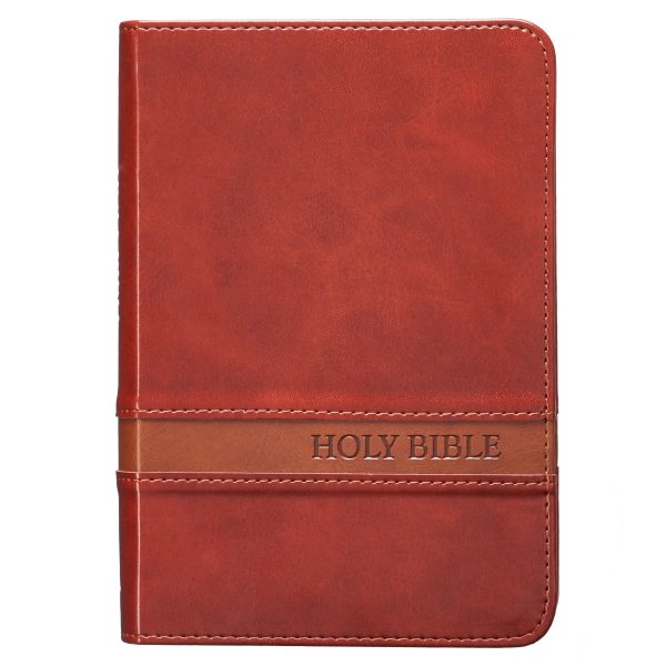 KJV Brown Faux Leather Compact Bible Large Print Red Letter on Sale