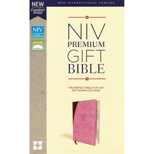 NIV Pink   Brown Imitation Leather Premium Gift Bible Red Letter Comfort Print For Sale