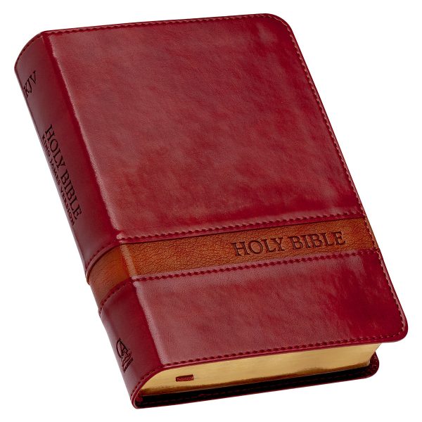 KJV Brown Faux Leather Compact Bible Large Print Red Letter on Sale