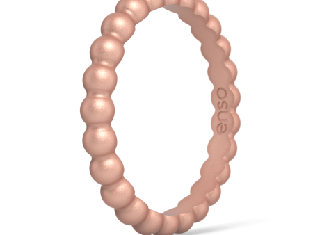 Beaded Stackable Silicone Ring - Metallic Rose Gold Fashion