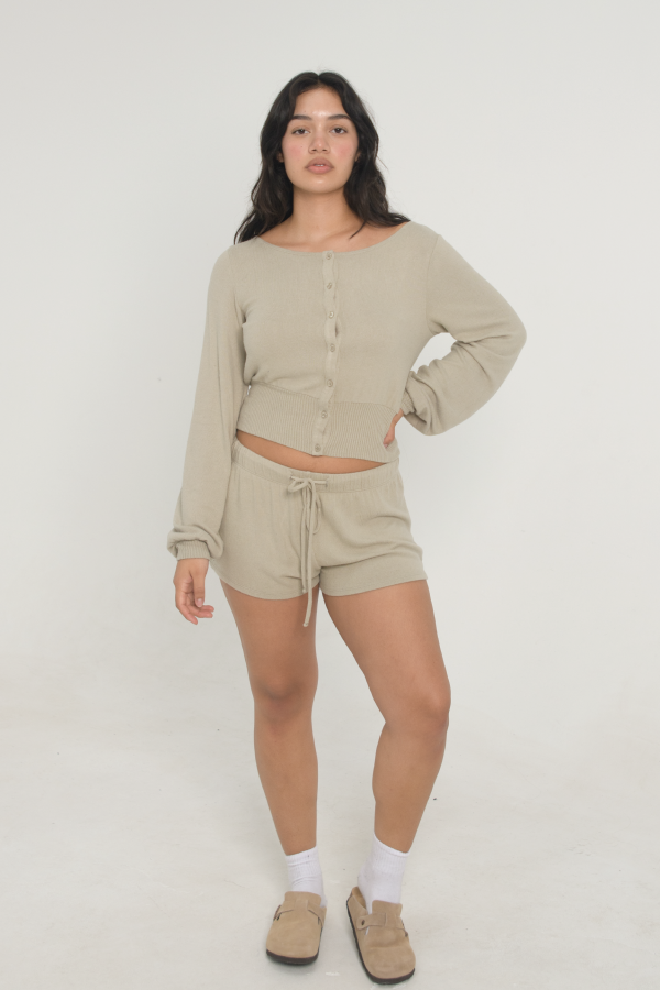 Sweater Shorts - Oatmeal Hot on Sale