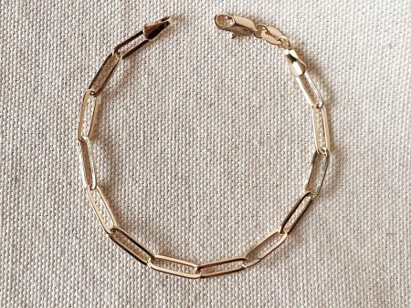 18k Gold Filled Classic Paperclip Bracelet: 6 inches For Discount