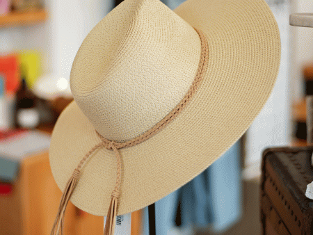 Wide Brim Straw Hat w  Braided Band Online Hot Sale