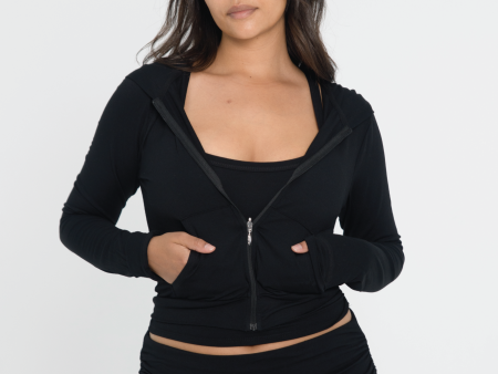 Fitted Zip Up Jacket - Black Discount