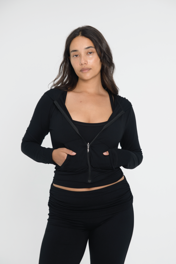 Fitted Zip Up Jacket - Black Discount