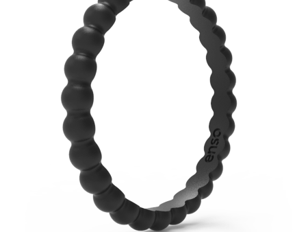 Beaded Stackable Silicone Ring - Obsidian Online