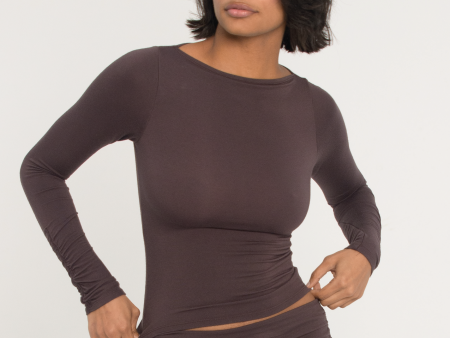 Boat Neck Long Sleeve - Espresso Cheap