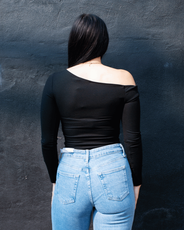 Off Shoulder Ribbed Top Online now