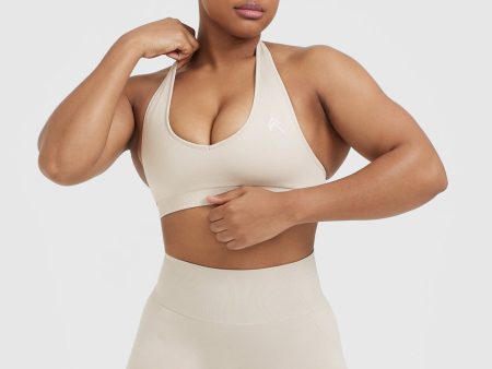 Classic Seamless 2.0 Halter Neck Bralette | Sand Marl Hot on Sale