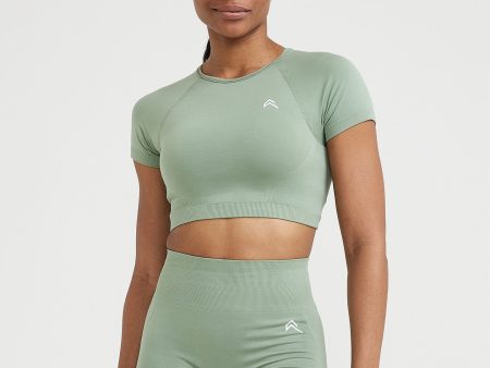 Effortless Seamless Short Sleeve Crop Top | Sage For Cheap