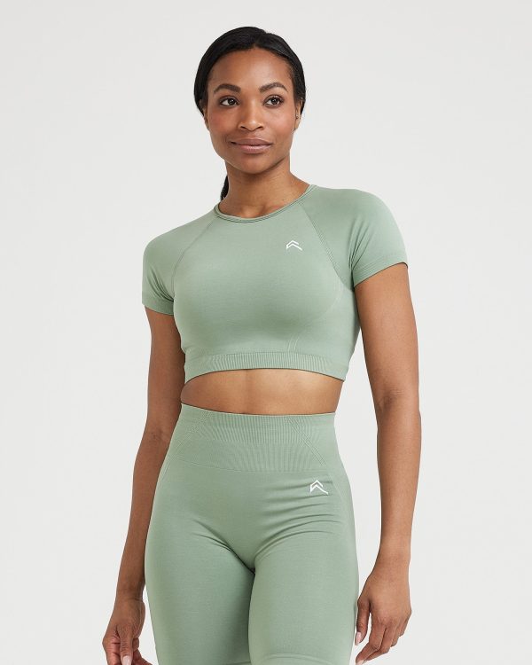 Effortless Seamless Short Sleeve Crop Top | Sage For Cheap