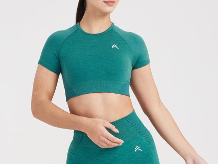 Classic Seamless 2.0 Short Sleeve Crop Top | Mineral Green Marl For Sale