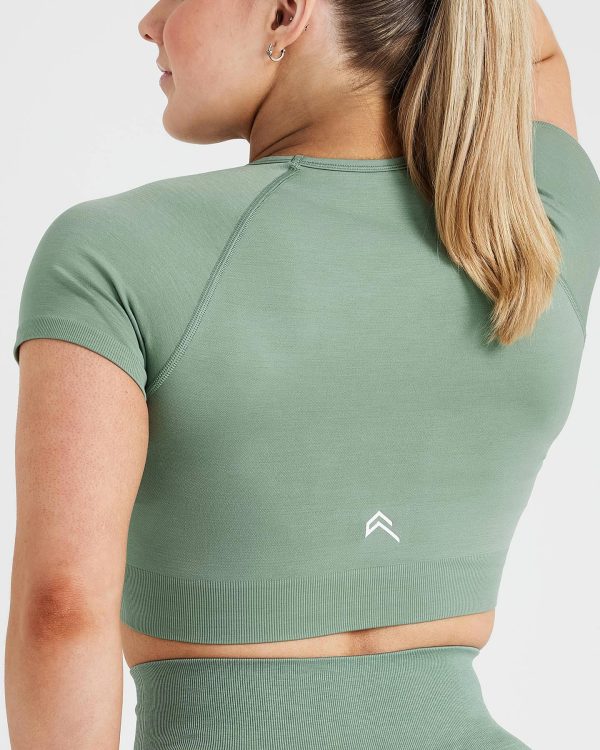 Classic Seamless 2.0 Short Sleeve Crop Top | Sage Marl Discount