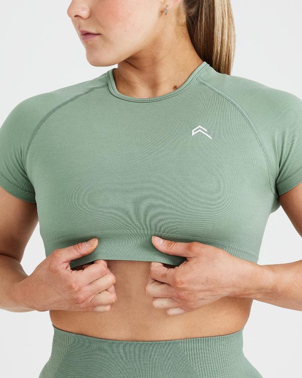 Classic Seamless 2.0 Short Sleeve Crop Top | Sage Marl Discount