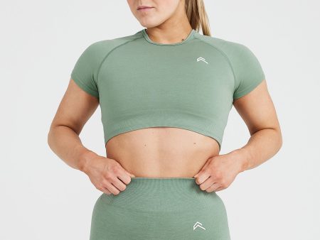 Classic Seamless 2.0 Short Sleeve Crop Top | Sage Marl Discount