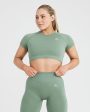 Classic Seamless 2.0 Short Sleeve Crop Top | Sage Marl Discount