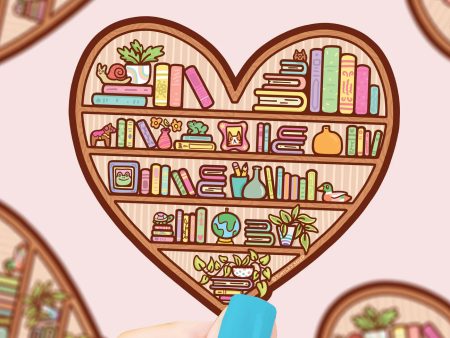 Book Shelf Heart Shaped Sticker For Discount