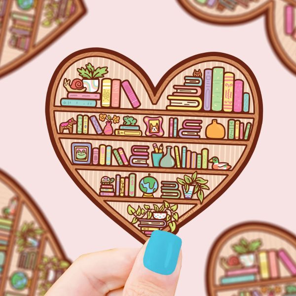 Book Shelf Heart Shaped Sticker For Discount