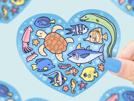 Ocean Animal Heart Sticker Fashion