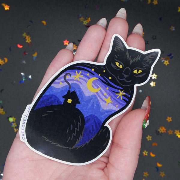 Twilight Cat Glitter Sticker For Discount