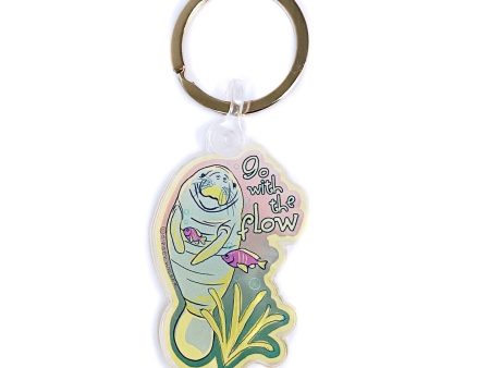 Manatee Go With the Flow Acrylic Keychain For Cheap